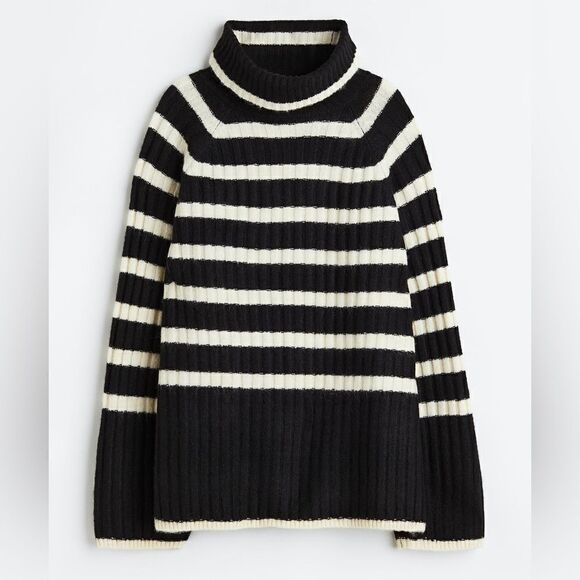 H&M Striped Rib-knit Turtleneck Sweater - Picture 5 of 9